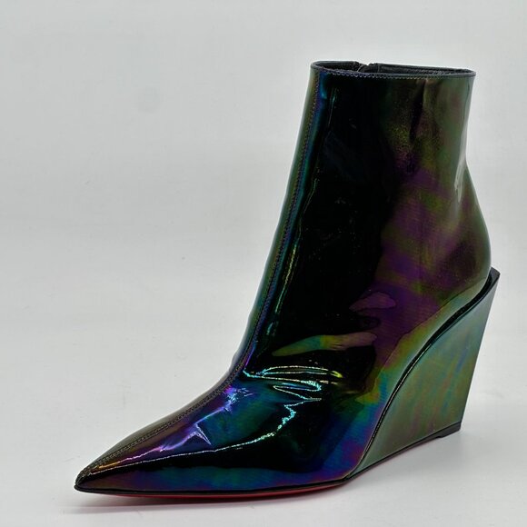Christian Louboutin CONDORAGE BOOTY 85 Iridescent Wedge Heel Ankle Boots - Picture 3 of 14